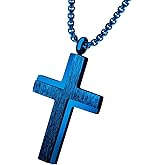 555Jewelry Stainless Steel Box Chain Cross Necklace for Men & Women, 16-24 Inch