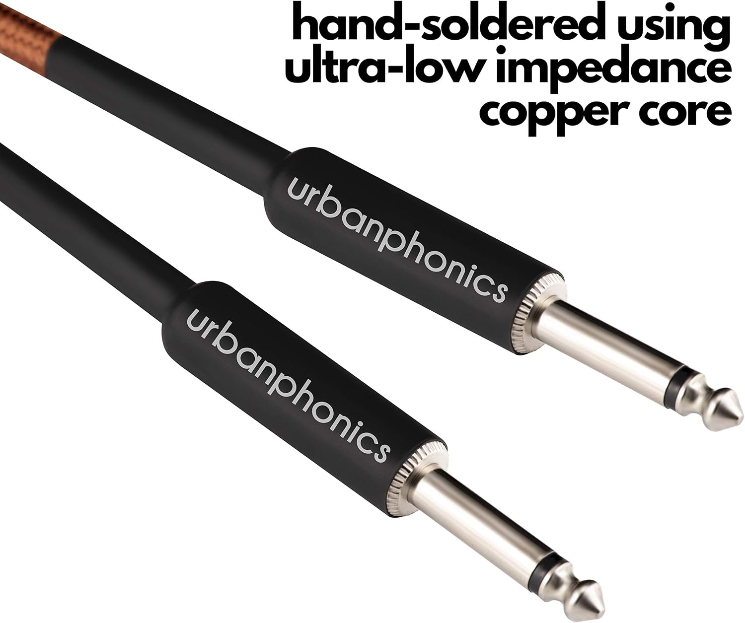 Urbanphonics Professional Premium Quality Instrument Lead Cable for Electric Guitar Bass Guitar & Keyboard, Braided Tweed - Image 3