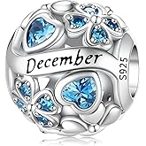 HappyStar 925 Sterling Silver Four Leaf Clover Bead Charm with Cubic Zirconia Birthstone Charms for Bracelets Dangle Pendant Compatible Pandora Bracelets Lucky Charm Birthday Gift