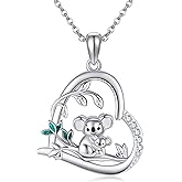 YFN Koala Gifts 925 Sterling Silver Koala Bear Pendant Necklace Heart Koala Mom and Child Jewelry for Women Mothers Day Gifts