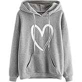 SweatyRocks Women's Casual Rose Print Long Sleeve Pullover Hoodie Sweatshirt Tops