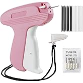 Stitch Gun for Clothes - Quick Clothes Fixer - Tagging Gun for Clothing with Sewing kit Includes 6 Needles,1000 Black Fasteners and White Fasteners (Pink)