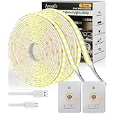 Under Cabinet Lighting Wireless, 2 Pack 5000mAh 13FT COB Motion Sensor Led Light Strips Indoor, Rechargeable Battery Powered Motion Activated Stair Shelf Closet Cabinet Counter Led Strip Tape Lights