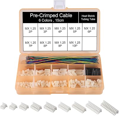 DORHEA 1.25mm Connector Plug Kit Pre-Crimped Cable 2-12 Pin JST GH Molex RC