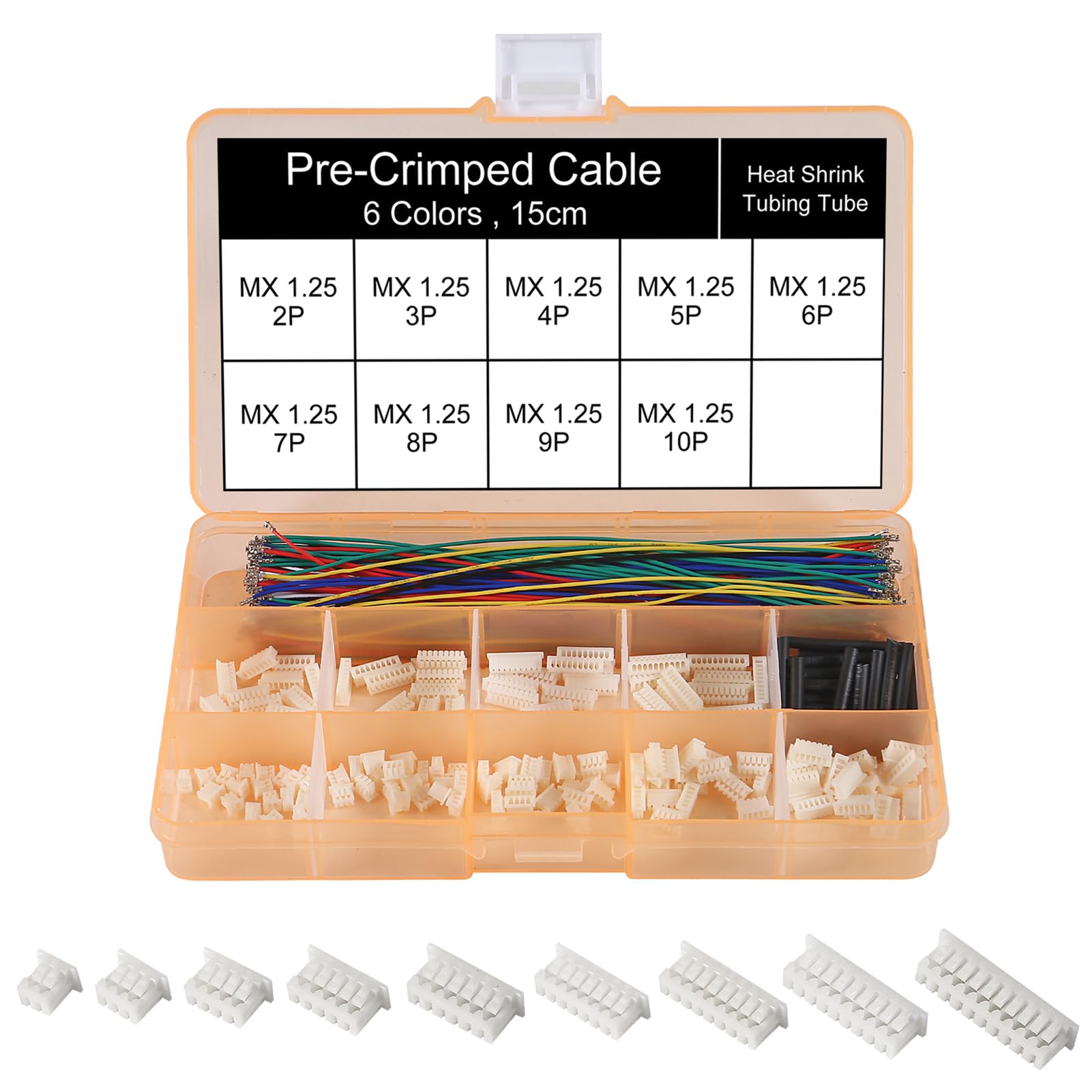 Photo 1 of 1.25mm Connectors Plug Kit with 15cm Pre-Crimped Cable Wire 2/3/4/5/6/7/8/9/10/12 PIN House Compatible with JST GH Molex PicoBlade Connector 1.25mm Pitch