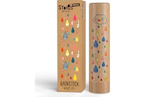 Stoie's Wooden Rain Stick Instrument for Kids, Support Music Exploration, Coordination and Rhythm Baby Toy, Soothing Sound for Sensory Play, Durable Rainmaker of Kid-Friendly Size, 1 Pack