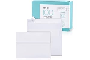 Sweetzer & Orange A6 Envelopes for 4x6 Cards. (100 with Box). White Envelopes Self Seal. Luxury 150gsm for Greeting Card Enve