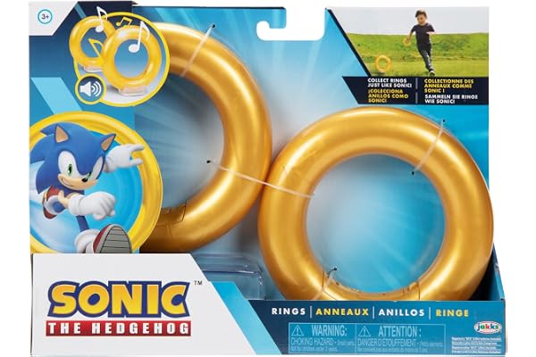 Sonic The Hedgehog Rings 2-Pack Motion Activated Sounds from Sonic Video Game, Role Play Sonic Rings Games for Kids