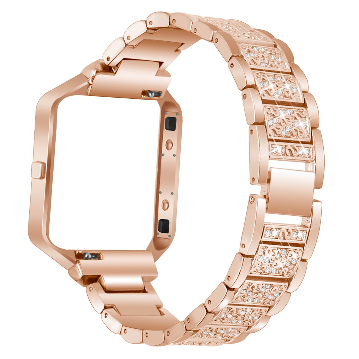 AISPORTS Compatible for Fitbit Blaze Strap with Frame for Women, Adjustable Stainless Steel Bling Glitter Jewelry Crystal Diamond Metal Bracelet Wristband Replacement Strap for Fitbit Blaze Smartwatch