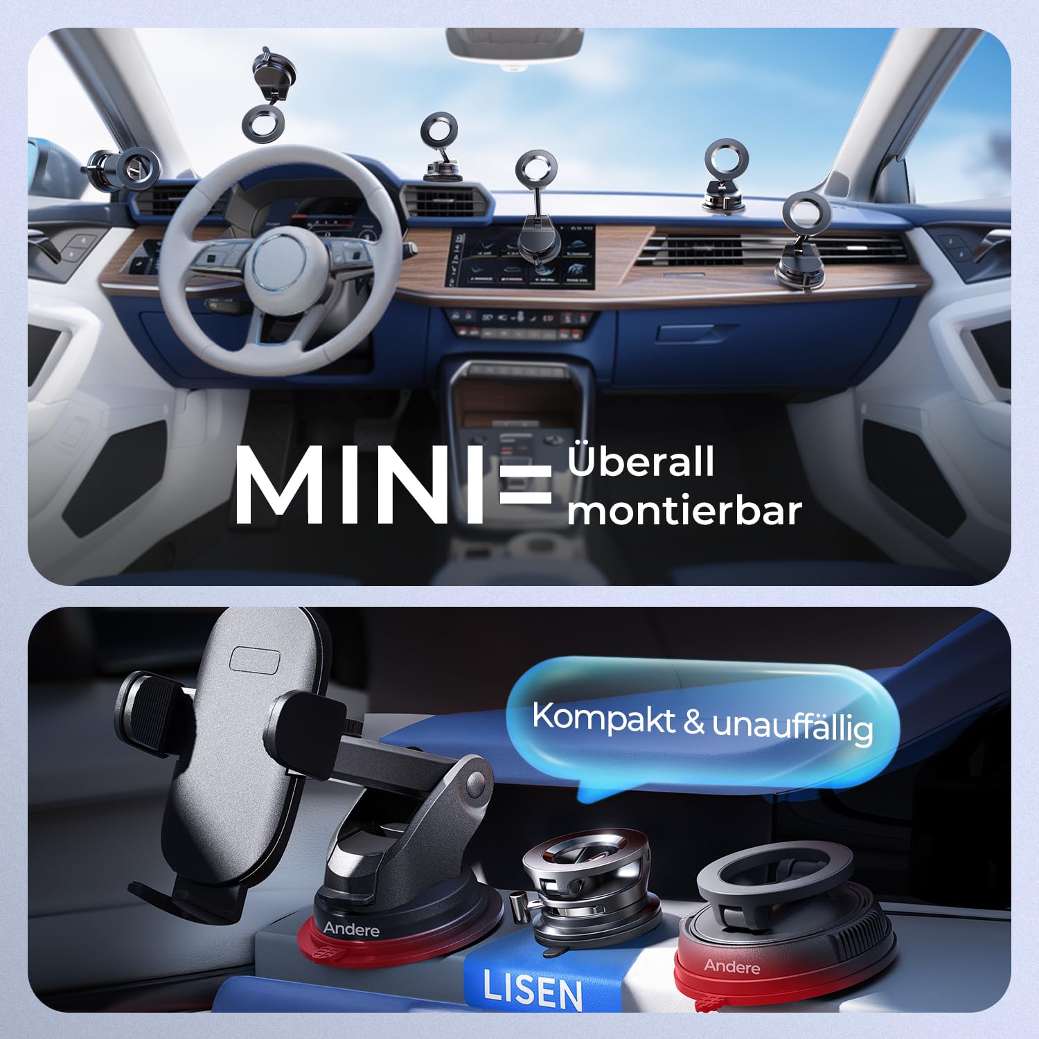 LISEN Vakuum Handyhalterung Auto Magnet - 2026 für Magsafe Autohalterung Saugnapf Handyhalterung Auto Magsafe, Magnetische Handy Halterung Auto Magnethalterung für iPhone 17 Pro Max Air 16 15 14 13 12 5