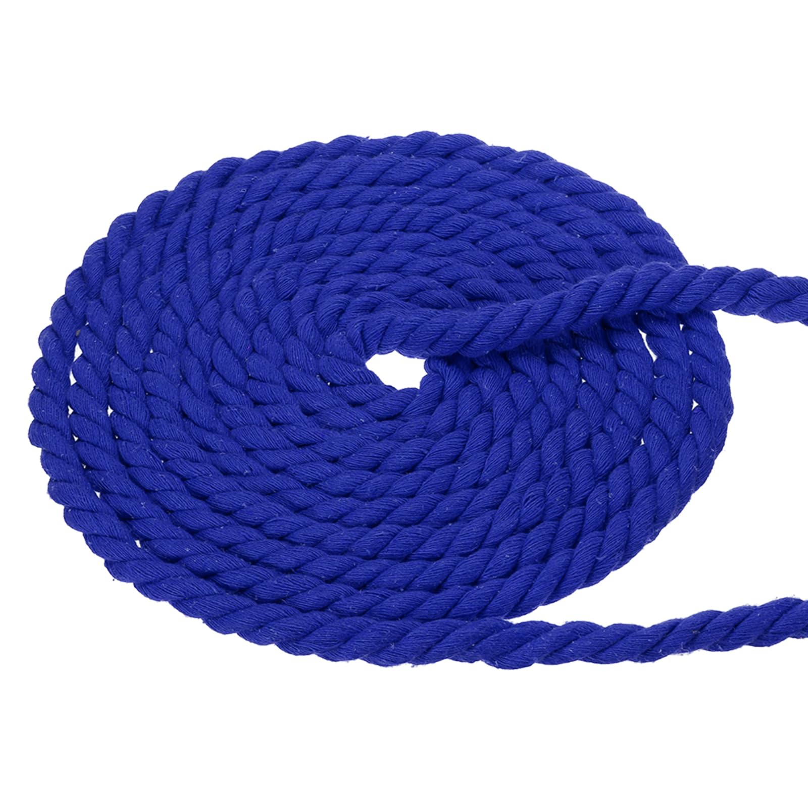 PATIKIL 1/2 Inch x 100 Feet Natural Twisted Cotton Rope 3 Strand Strong Thick Cotton Rope Tug of War Rope for Railings Crafts Home Decor, Blue