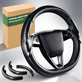 Aimato Customized Car Steering Wheel Cover for Tesla Model 3/Y | for 2024-2026 Model 3 Highland/2025-2026 Model Y Juniper,3-Piece Ultra-Thin Design,Easy to Install,Non-Slip,Comfortable Grip