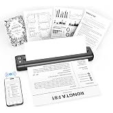 Rongta Portable Printers Wireless for Travel, Bluetooth Mobile Printer, Thermal Inkless Printer for School/Office/Home Use, Compatible with Android,iOS &amp; Laptop (Gray)