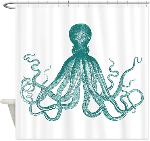 Amazon Com Cafepress Teal Vintage Octopus Shower Curtain