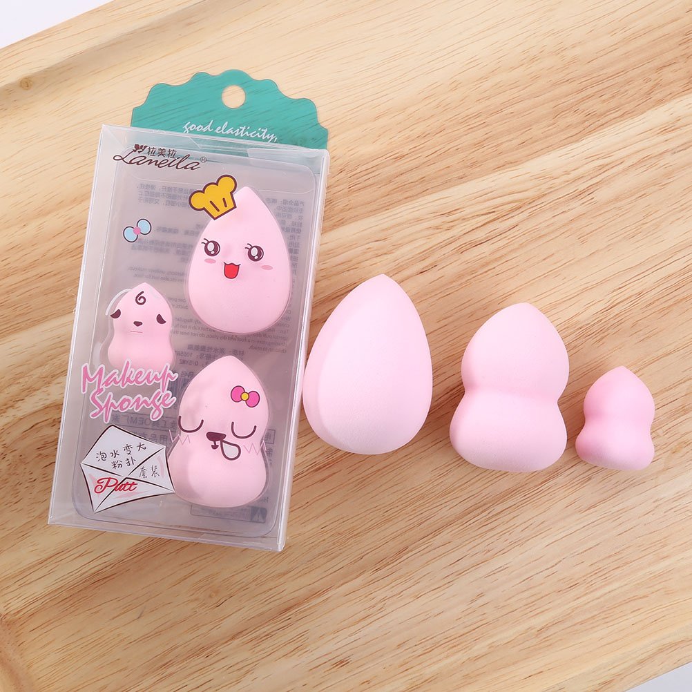 Lameila Makeup Sponge Blending Powder Puff Beauty Sponge Egg Shaped for Liquids Concealer Cream - Set of 3 Make Up Sponge (2Normal+1Small)