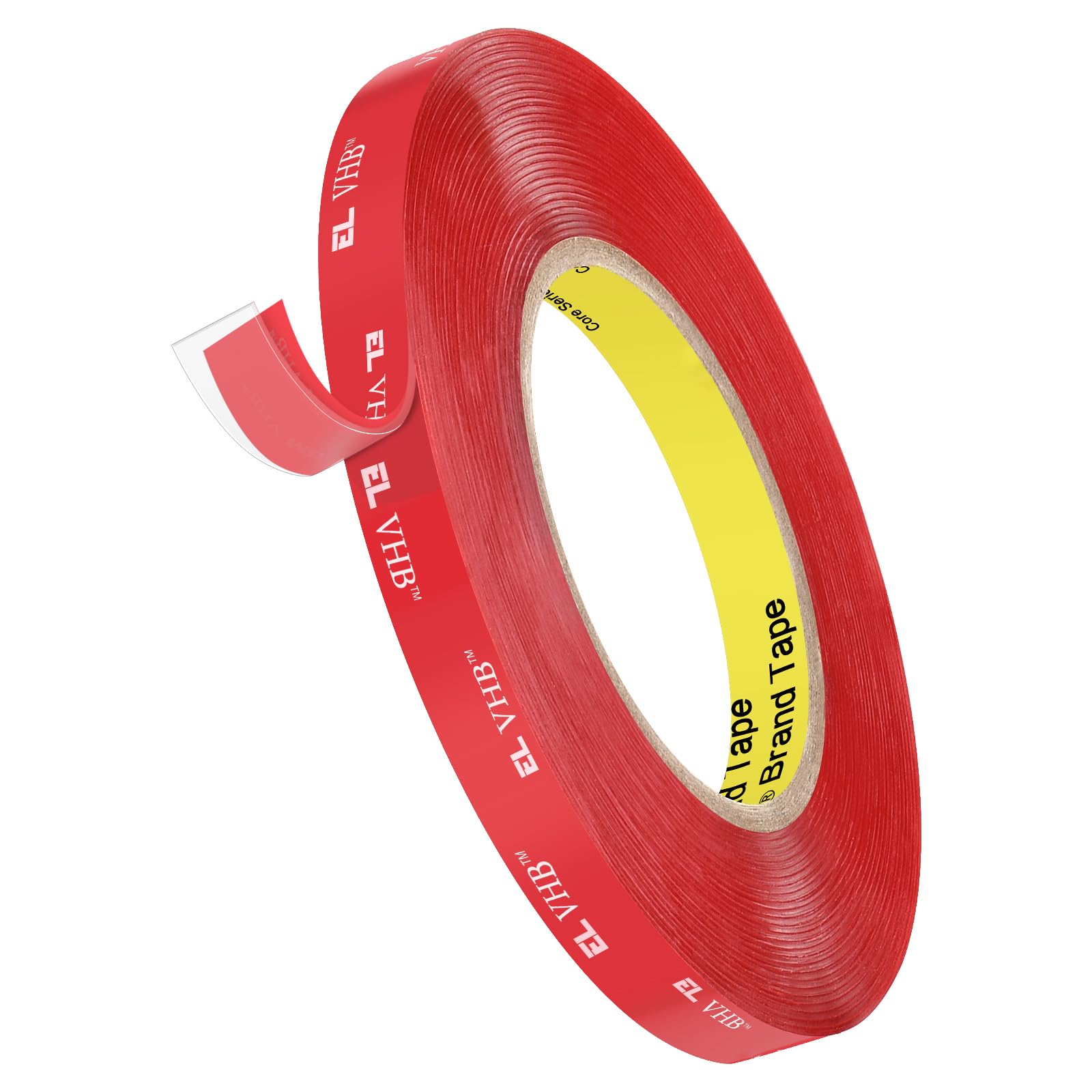 Elover Double Sided Clear tape, Heavy-Duty Mounting Tape, Transparent VHB Double Sided Tape, 16FT Length, 0.4 Inch Width for Car LED Strip Lights Home Decor, Office Decor