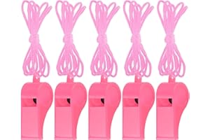 ZUAZAOR 5 Pcs Referees Loud Plastic Emergency Whistle with Lanyard for Outdoor Activities, Coach Trainning Whistles Party Whistles for Sports and Parties Gift Boxes Fillers