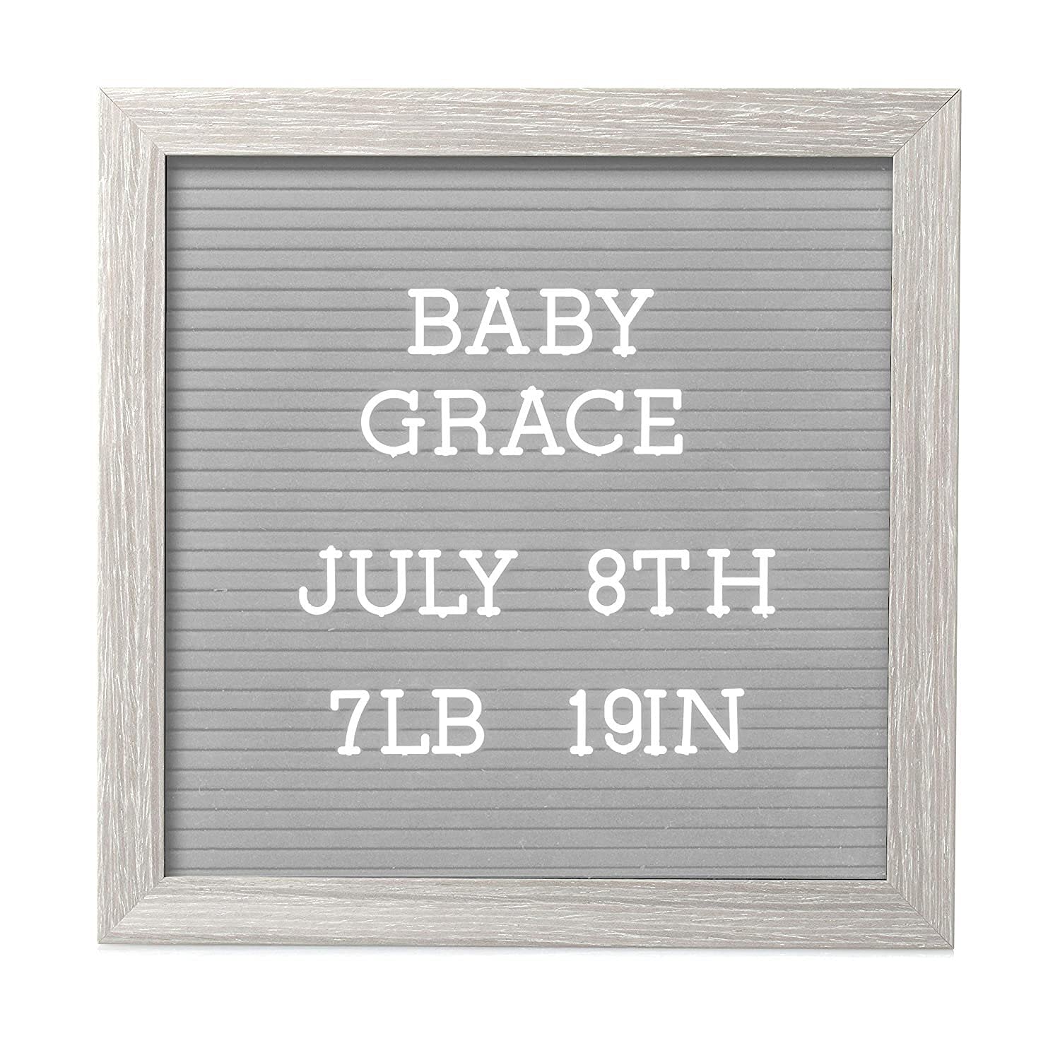 Pearhead 25.4 cm x 25.4 cm Letterboard, Nursery Message Board, Milestone or Baby Announcement Sign, Hospital Birth Sign, Light Gray — image 1