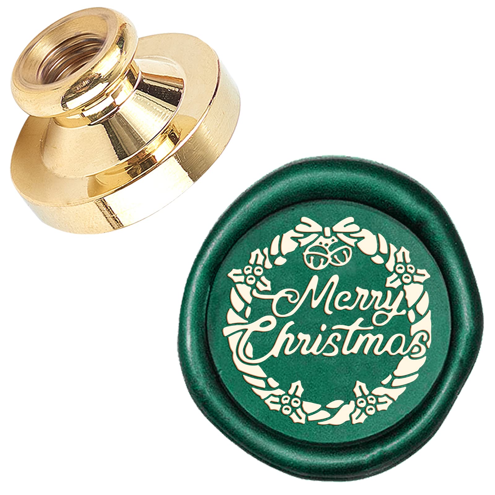 CRASPIRE Merry Christmas Sealing Wax Stamp Mistletoe Christmas Bell X'MAS EVE 25mm Replaceable Wax Seal Stamp Brass Head for Christmas Invitations Envelope Cards Decoration Holiday