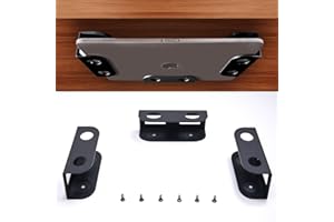 BYMECOST Under Desk Laptop Storage Mount, Metal Under Desk Device Holder, for Devices Up to 1.37" Thick, MacBook, Mini, Keyboard, Router, with Anti-Scratch Silicone (Black)
