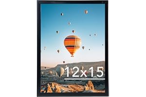 JCJMY 12x15 inch Picture Frame, Horizontal and Vertical Formats for Wall Hanging, 12 x 15 Wall Gallery Poster Photo Frame with Shatter Resistant Plexiglass, Black