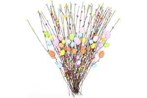 39 Pcs Easter Decor Artificial Spray Vines with Pastel Eggs & Berries - 36 Berry Stems & 3 Pastel Egg Vines - Spring Decor Wr