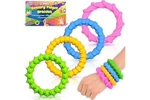 SMALL FISH Sensory Fidget Toys Kids Toddlers - 4 Pack Chew Sensory Rubber Bracelet | Calming Autism Quiet Fidgets & Texture Anxiety Silent Toys for Classroom Prizes | Gifts Christmas Stocking Stuffers for Kids