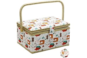 FLRHSJX Medium Sewing Basket with Accessories Sewing Storage Box with Supplies DIY Sewing Kits for Adults/Kids (orange)
