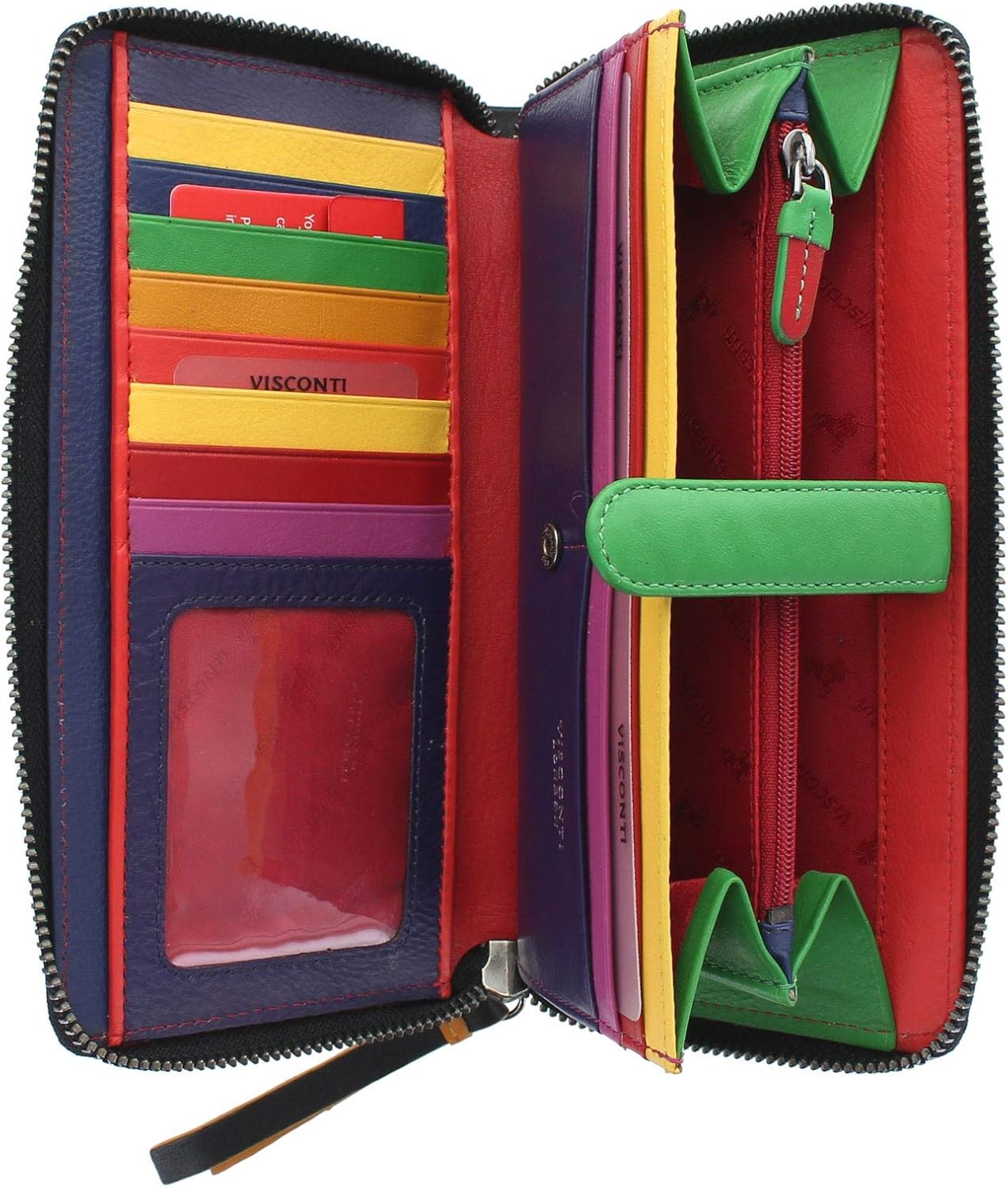 VISCONTI Love Collection Passion Leather Zip Around Purse RFID LV5 Black - Image 5