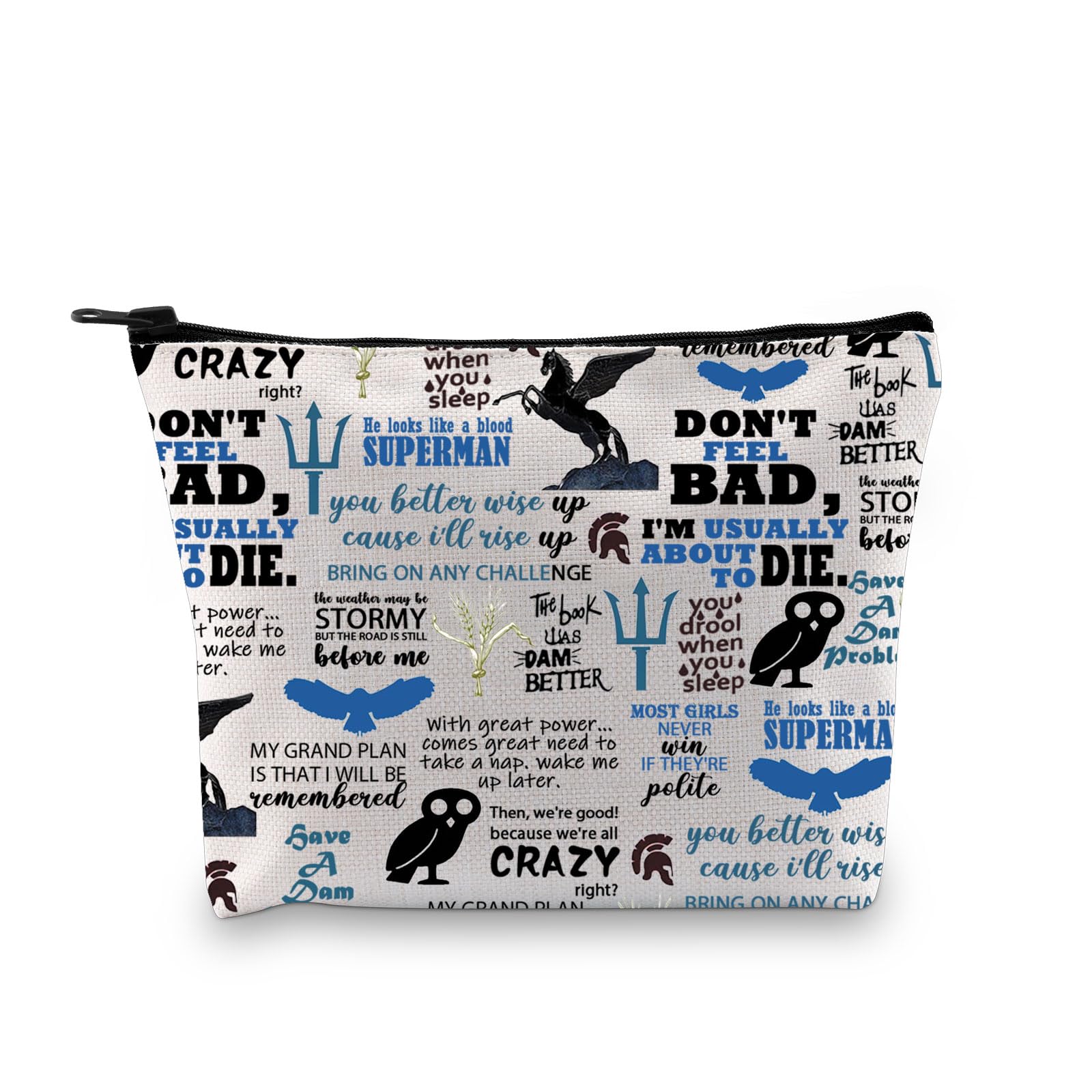 Percy-j Inspired Makeup Bag Book Lover Jackson Movie Gift Camp-Half-Blood Bookish Gift Cosmetic Bag (Dam Better 3UK)