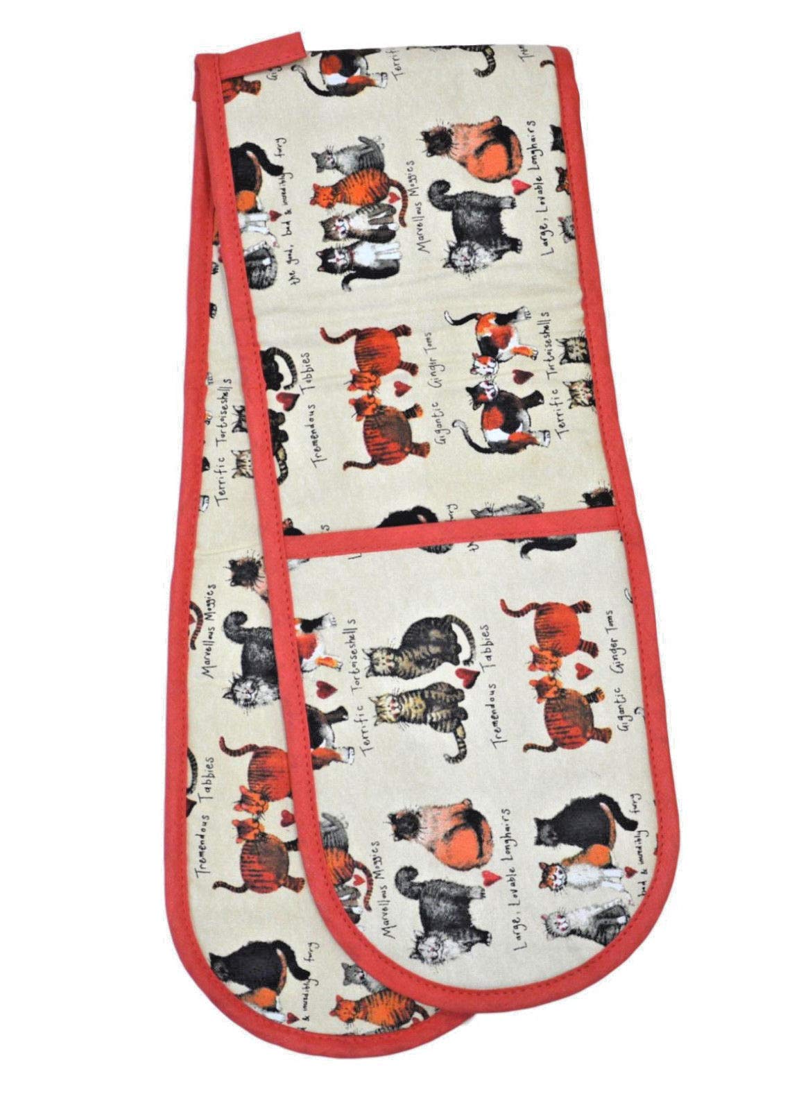 ALEX CLARK MARVELLOUS MOGGIES CAT OVEN GLOVES - 100% Cotton - Baking - Cooking - Kitchen Accessory