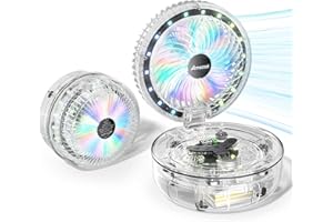 AMACOOL Transparent Folding Desk Fan, [Max 83Hrs Runtime] 20000mAh 8 Inch Rechargeable Portable Fan for Travel, 90° Oscillating 5 Speeds with Ambient Light, 8H Timer for Cruise, Camping, RV, Home