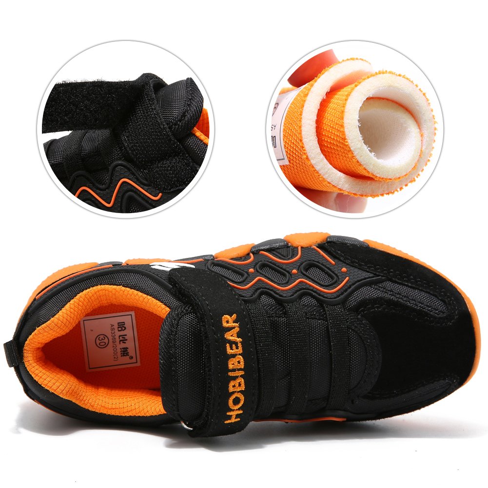 HOBIBEAR children Outdoor Strap Athletic Sneakers Running Shoes AS3209(1.5M,Orange/Black)