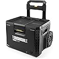 ToughBuilt Portable 2-in-1 Rolling Tool Box with Wheels & Stackable Design, Black