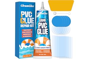 GLEAMGLEE Inflatable Repair Patch Kit with 80ml Glue – Waterproof Vinyl & PVC Air Mattress Patch Kit for Air Beds, Pool Floats, Bounce Houses, Inflatable Boats, Hot Tubs, Swim Rings & Toys