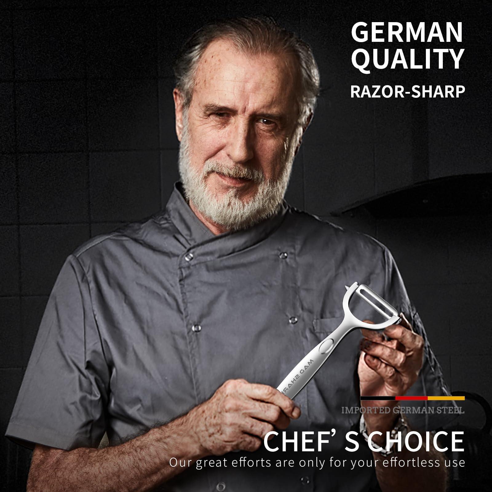 MAD SHARK Ultra Sharp vegetable peelers for kitchen – 10 Years No-Rust Stainless Steel Serrated Potato Peeler Easy to Use Y Peeler with Durable Non-Slip Ergonomic Grips for Carrots, Fruits, Veggie