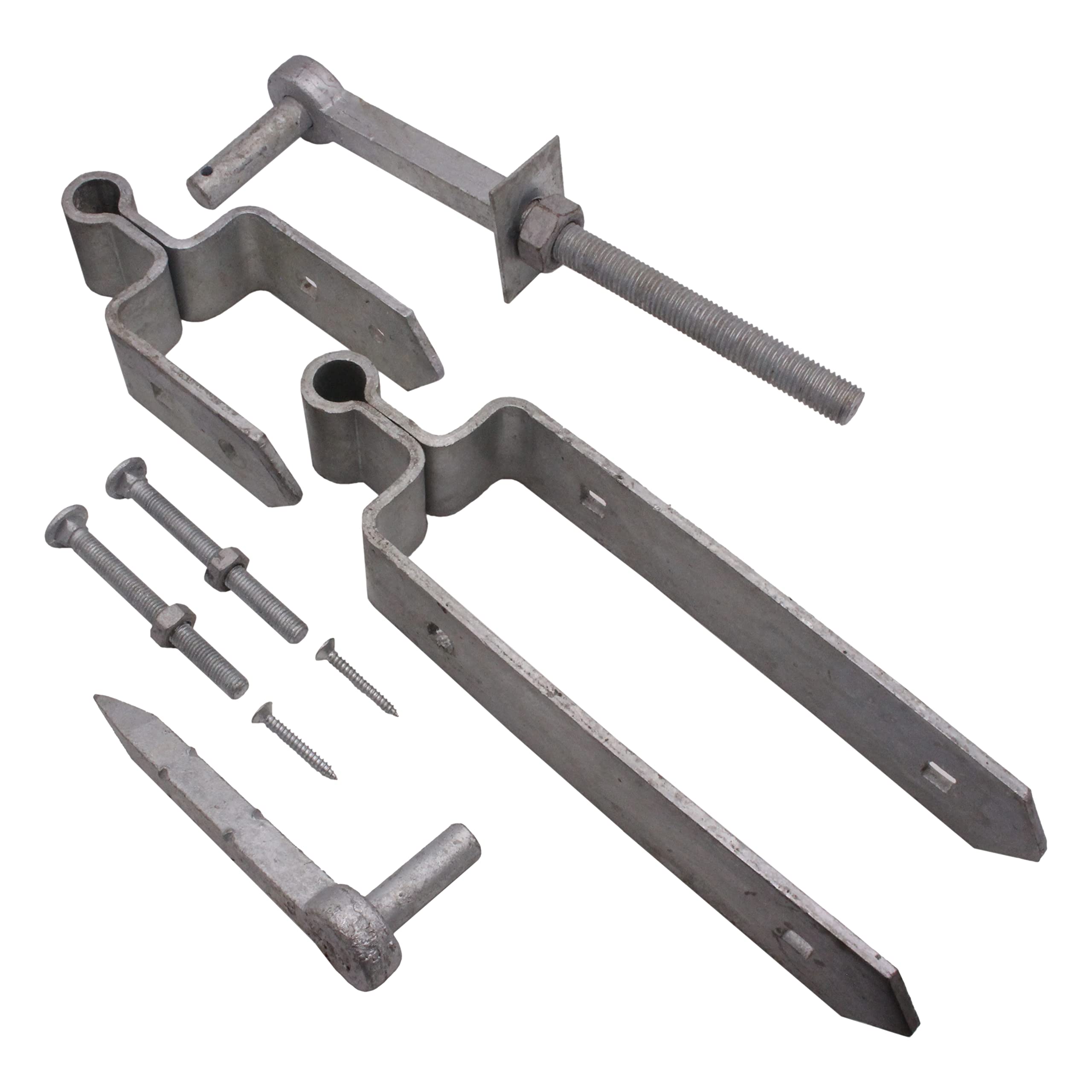 Field Gate Hinge Set Double Strap Hook to Drive and Bolt Pattern | Hot Dip Galvanised | 12 Inch / 300mm