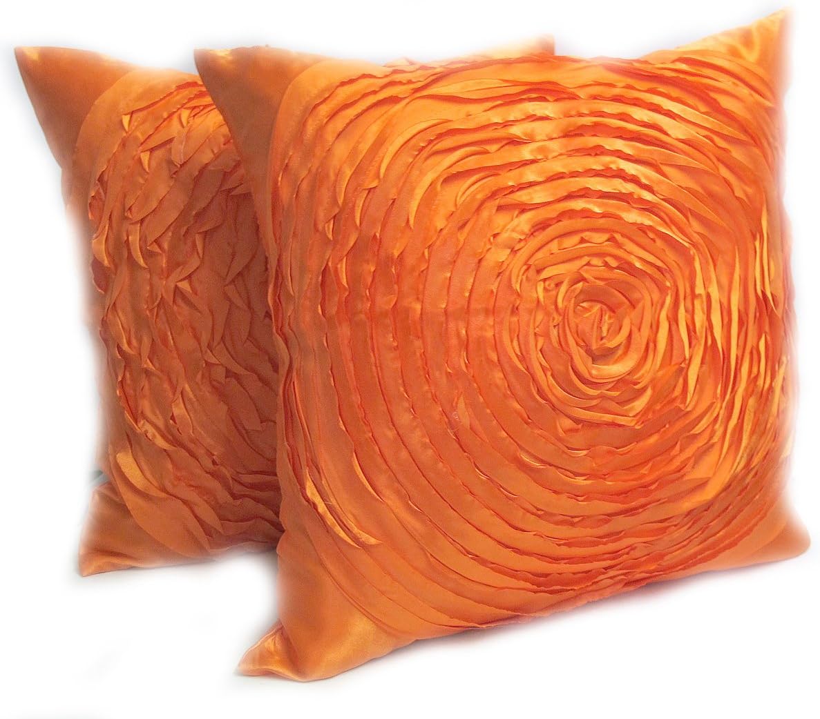BEST SELLER Beautiful One Pair Orange Roses Throw Cushion Cover/pillow Sham Handmade By Satin