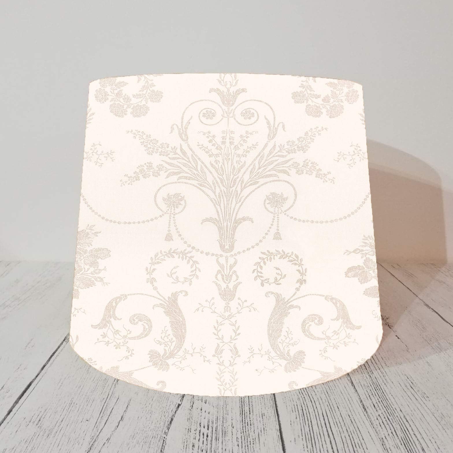 Empire Lampshade made with Laura Ashley Josette Dove Grey White Fabric Tapered Drum