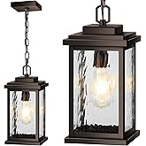 VIANIS Bronze Large Outdoor Pendant Light Fixtures with Water Glass, Anti-Rust Waterproof Hanging Light Fixture with Adjustab