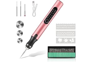 TOBTOS Electric Engraving Pen Kit with 35 Bits, USB Rechargable Etching Engraver Tool with 16 Stencils, DIY Cordless Engraving Machine for Jewelry Metal Glass Wood Stone