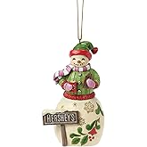 Enesco Hershey by Jim Shore Snowman Eating a Chocolate Bar Hanging Ornament, 4.75 Inch, Multicolor