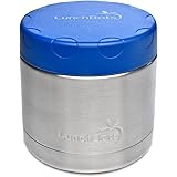 LunchBots Wide Thermal 16 oz. All Stainless Steel Bowl - Insulated Food Container Stays Hot 6 Hours or Cold for 12 Hours - Leak Proof Soup Jar for Portable Convenience - Blue