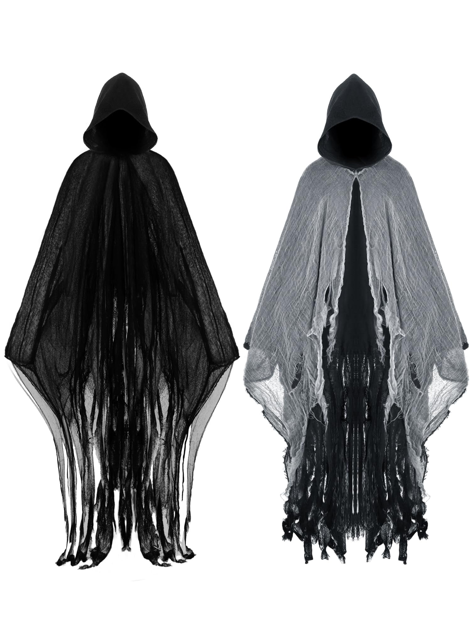 Photo 1 of Geyoga 2 Pcs Halloween Horror Grim Reaper Costume Scary Cloak Medieval Renaissance Gothic Wizard Robe Men Women Hooded Cape(Black,XL)