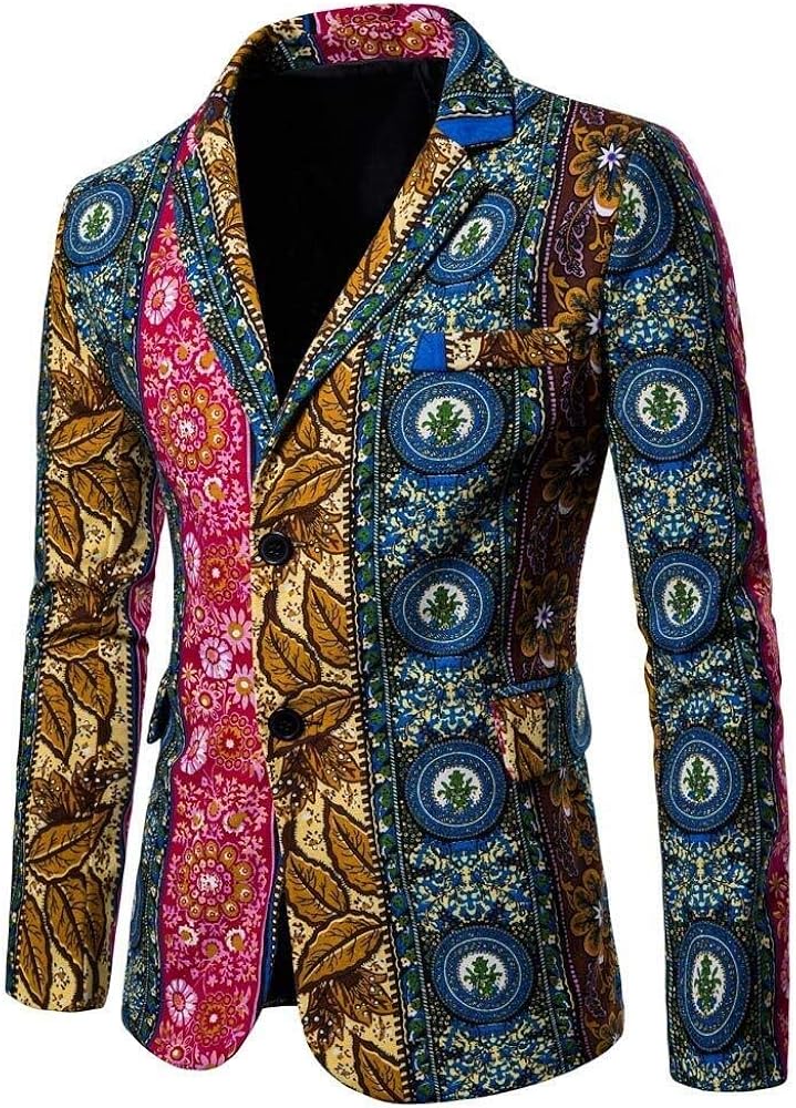 Men's Trench Coat Blazer Suit Jacket Print Colorful Funky Casual Feast