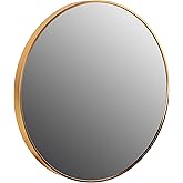 Cortesi Home Opra Round Mirror, 24", Brushed Gold Metal Frame,CH-MR347001
