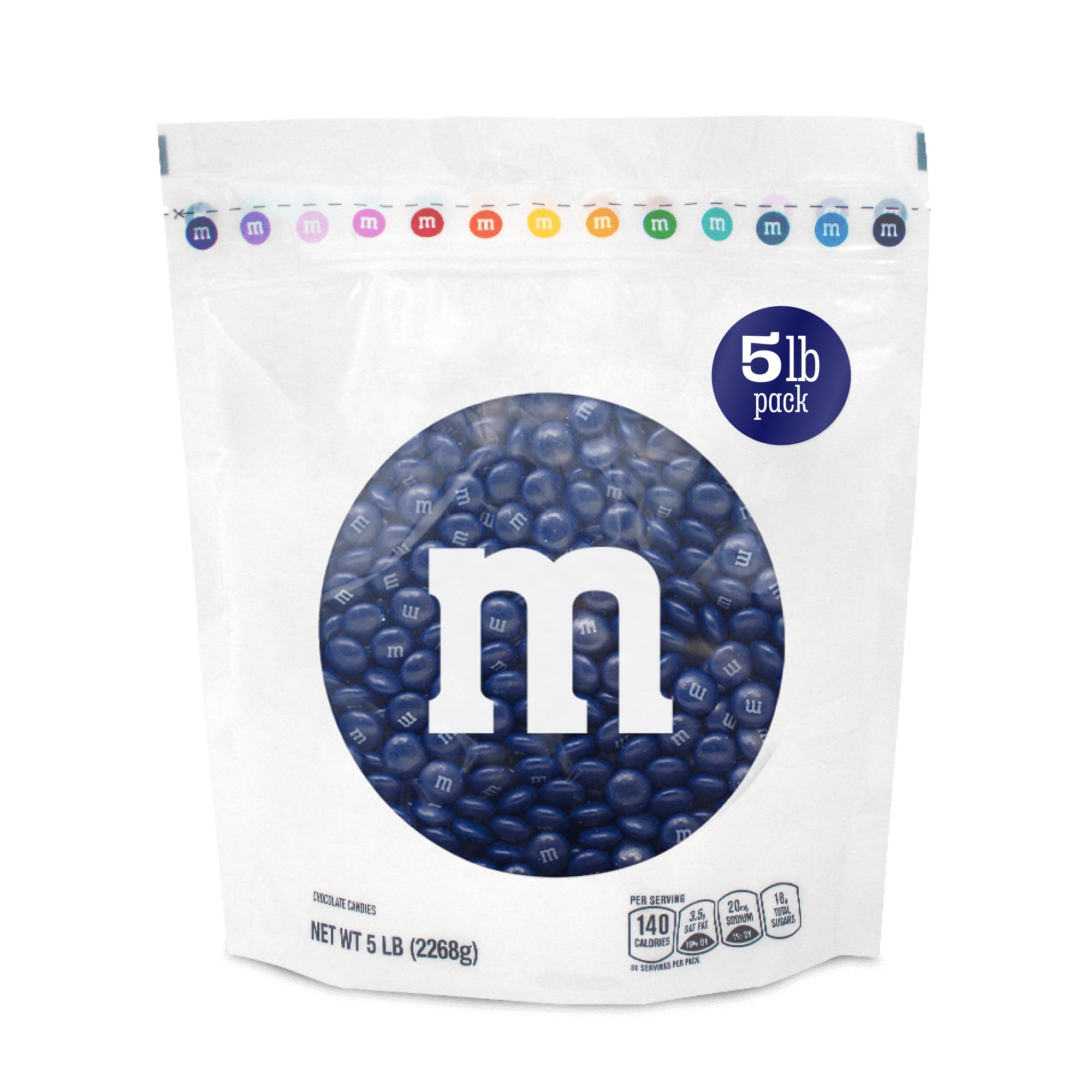 M&M’S WORLD Dark Blue Milk Chocolate Candy Bulk, 5lbs of M&M’S in Resealable Pack for Candy Bars, Birthday Parties, Graduations, Congrats Celebrations & DIY Party Favors