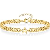 Initial Bracelet for Men - Gold Silver Cuban Link Chain Adjustable Initial Bracelet for Mens Jewelry, Unique Gifts for Men Husband Dad Father