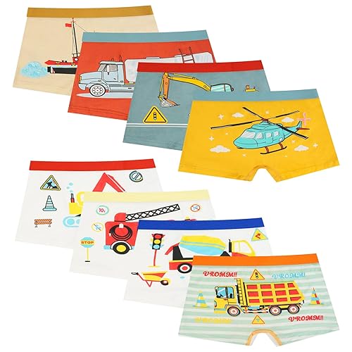 HOTUT Boys Underwear Boxer Shorts, 8 Pack Boys Knickers Cotton Boxer Briefs Underpants Underwear, Cotton Transportation Pattern Boxer Brief Underwear, Boys Boxer Shorts Soft and Breathable, XL