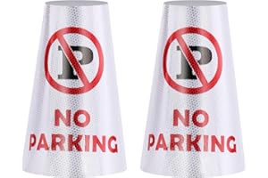 BATTIFE 2 Pack " NO Parking " Reflective Collars Stickers for Traffic Safety Cones, 360° High Visible Signs for Driveway Road Outdoor Use[Cone Not Include]